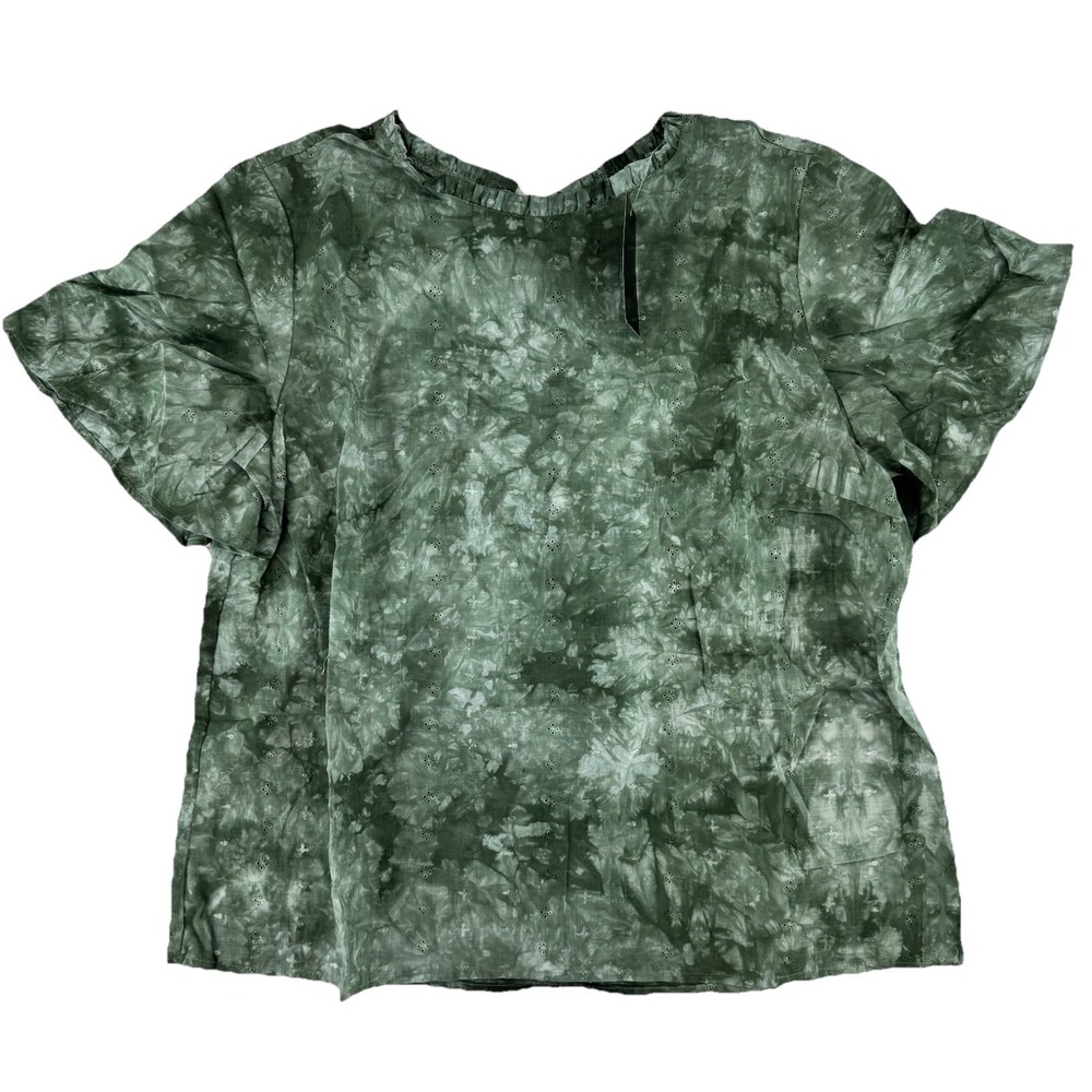 Candace Cameron Bure Tie Dye Embroidered Blouse Size Medium Green